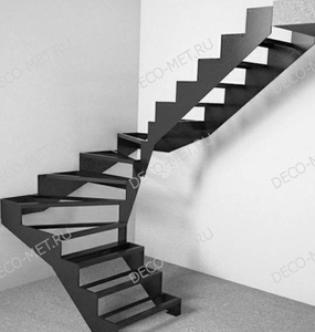 Каркас лестницы металлический прямой П-образной 2
